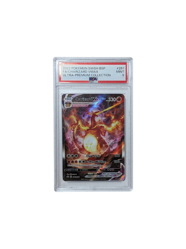 2022 POKEMON SWSH BLACK STAR PROMO UPC #261 FULL ART/CHARIZARD VMAX PSA 9