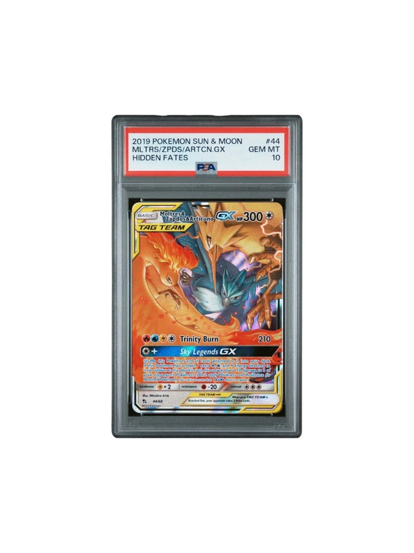 Pokemon PSA 10 Moltres & Zapdos & Articuno GX 44/68 Hidden Fates