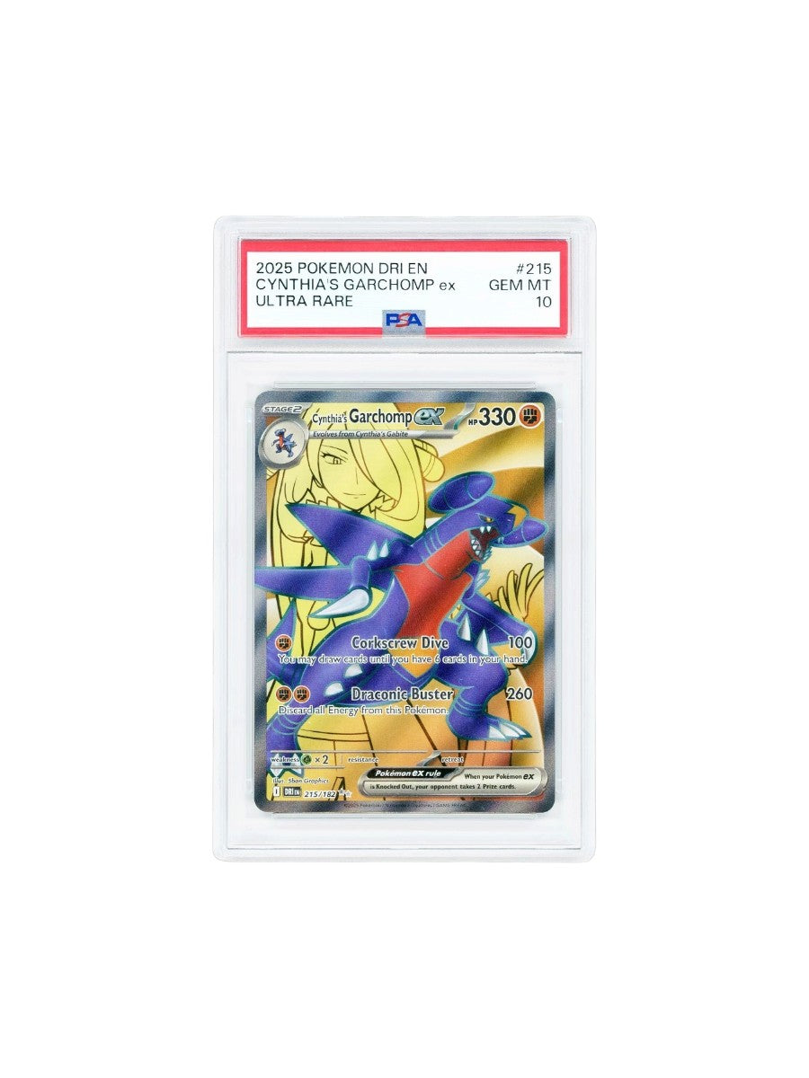 2025 Pokemon SV Destined Rivals Full Art Cynthia's Garchomp ex #215 PSA 10 GEM MINT
