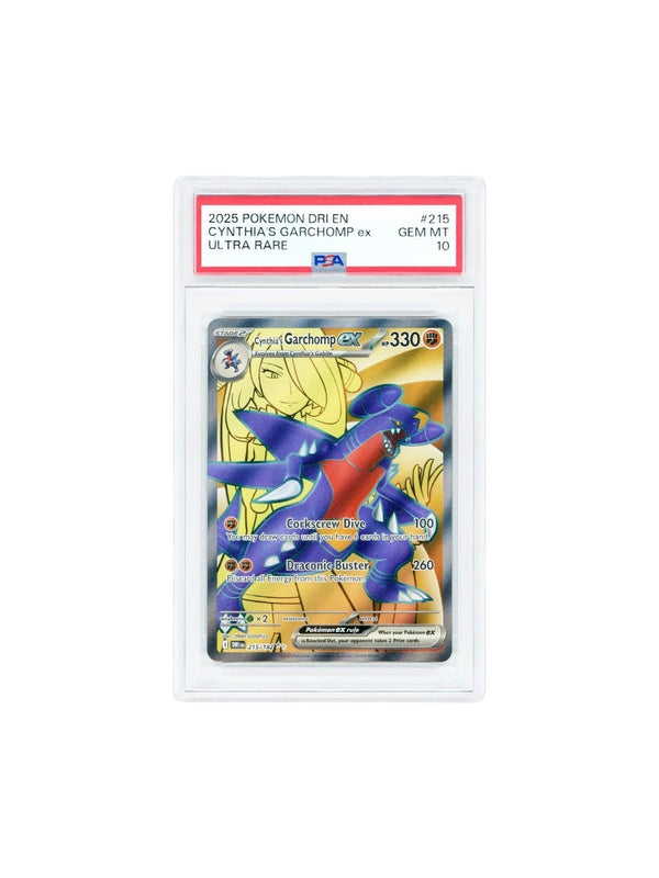 2025 Pokemon SV Destined Rivals Full Art Cynthia's Garchomp ex #215 PSA 10 GEM MINT